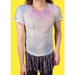 crochet top festival bralette lace upcycled vintage fringe crop binder